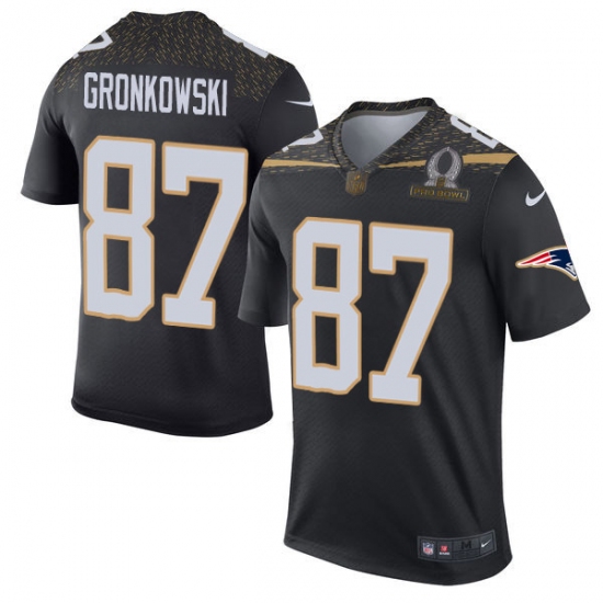 Men's Nike New England Patriots #87 Rob Gronkowski Elite Black Team Irvin 2016 Pro Bowl NFL Jersey - Ujersey