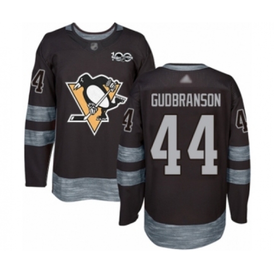Men's Pittsburgh Penguins #44 Erik Gudbranson Authentic Black 1917-2017 100th Anniversary Hockey Jersey - Ujersey