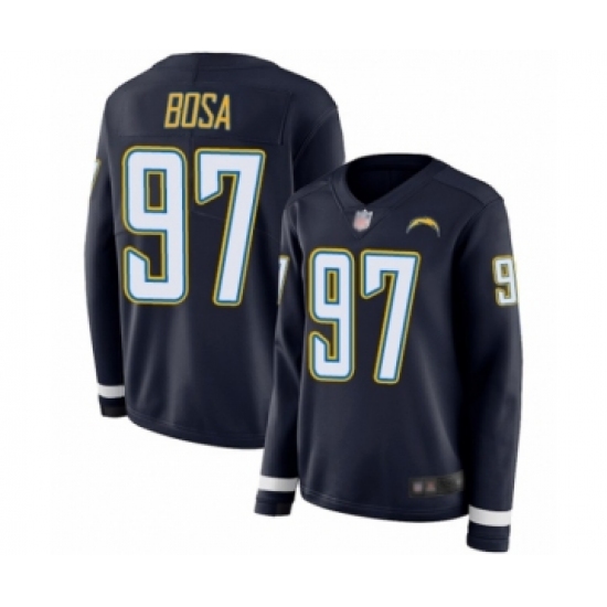 Women's Los Angeles Chargers #97 Joey Bosa Limited Navy Blue Therma Long Sleeve Football Jersey - Ujersey