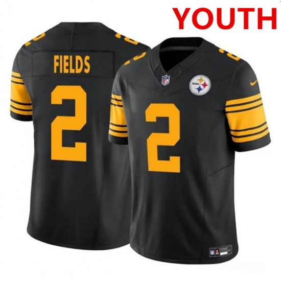 Youth Pittsburgh Steelers #2 Justin Fields Black 2023 F.U.S.E. Color Rush Limited Football Stitched Jersey - Ujersey