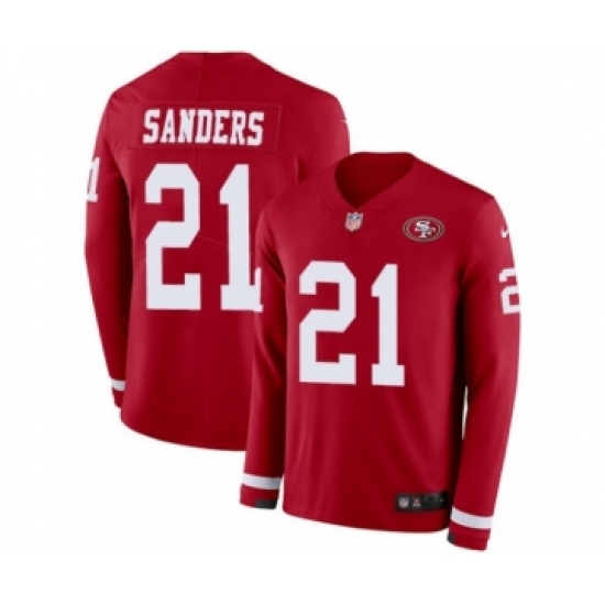 Men's Nike San Francisco 49ers #21 Deion Sanders Limited Red Therma Long Sleeve NFL Jersey - Ujersey