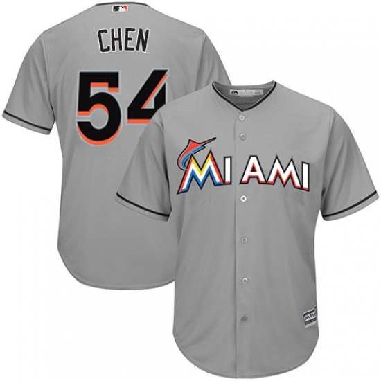 Men's Majestic Miami Marlins #54 Wei-Yin Chen Replica Grey Road Cool Base MLB Jersey - Ujersey