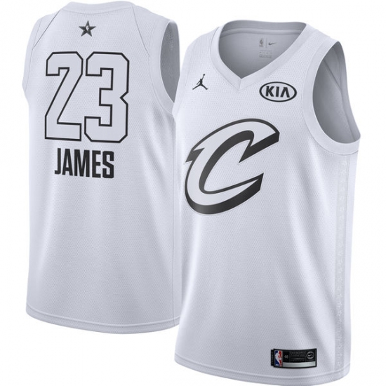 Men's Nike Jordan Cleveland Cavaliers #23 LeBron James Swingman White 2018 All-Star Game NBA Jersey - Ujersey