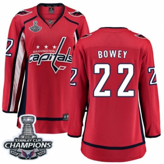 Women's Washington Capitals #22 Madison Bowey Fanatics Branded Red Home Breakaway 2018 Stanley Cup Final Champions NHL Jersey - Ujersey
