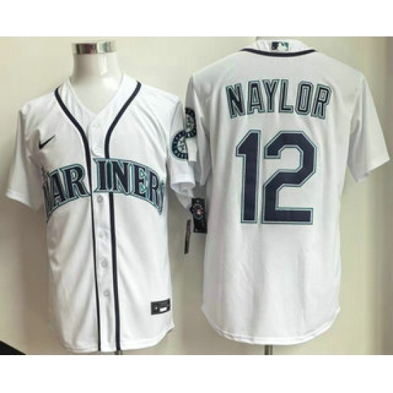 Men's Seattle Mariners #12 Josh Naylor White Cool Base Jersey - Ujersey
