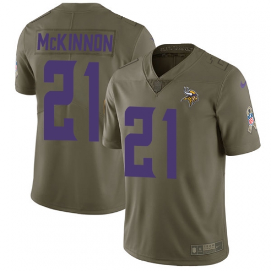 Youth Nike Minnesota Vikings #21 Jerick McKinnon Limited Olive 2017 Salute to Service NFL Jersey - Ujersey
