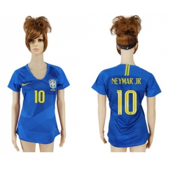 Women's Brazil #10 Neymar Jr Away Soccer Country Jersey