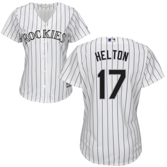 Women's Majestic Colorado Rockies #17 Todd Helton Authentic White Home Cool Base MLB Jersey - Ujersey