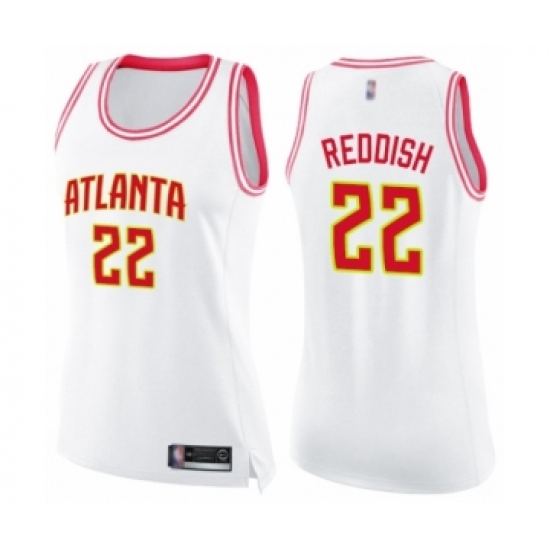 Women's Atlanta Hawks #22 Cam Reddish Swingman White Pink Fashion Basketball Jersey