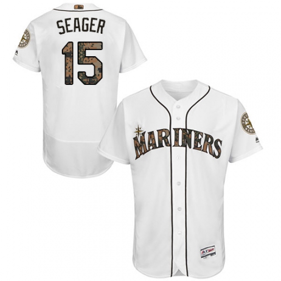 Men's Majestic Seattle Mariners #15 Kyle Seager Authentic White 2016 Memorial Day Fashion Flex Base MLB Jersey - Ujersey
