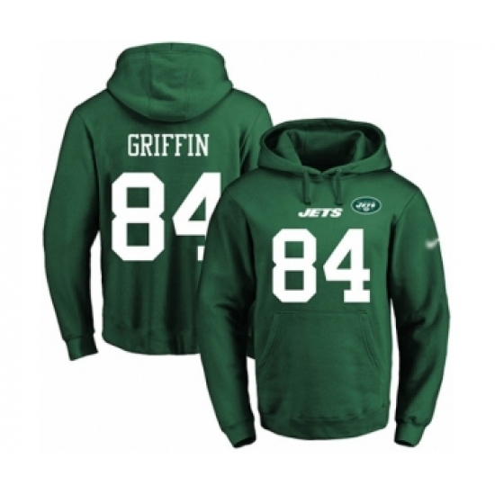 Football Men's New York Jets #84 Ryan Griffin Green Name & Number Pullover Hoodie - Ujersey
