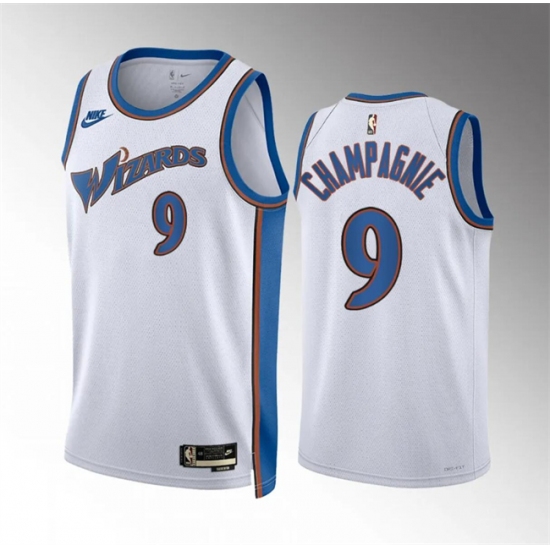 Men's Washington Wizards #9 Justin Champagnie White Classic Edition Stitched Basketball Jersey - Ujersey