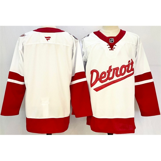 Men's Detroit Red Wings Blank White Red 2024-25 Stitched Jersey - Ujersey