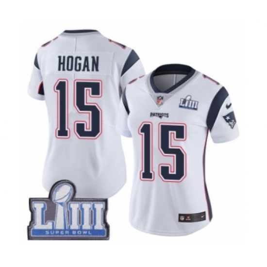 Women's Nike New England Patriots #15 Chris Hogan White Vapor Untouchable Limited Player Super Bowl LIII Bound NFL Jersey - Ujersey