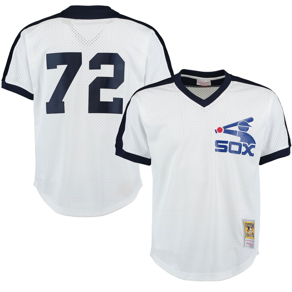 Men's Chicago White Sox Carlton Fisk Mitchell & Ness White Authentic Batting Practice Jersey