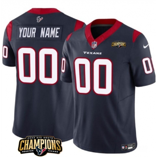 Men's Houston Texans Active Player Custom Navy 2023 F.U.S.E. AFC South Champions Patch Vapor Limited Football Stitched Jersey - Ujersey