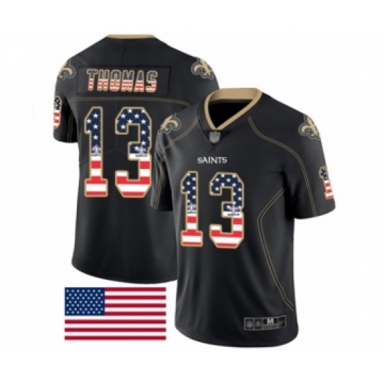 Men's New Orleans Saints #13 Michael Thomas Limited Black Rush USA Flag Football Jersey - Ujersey