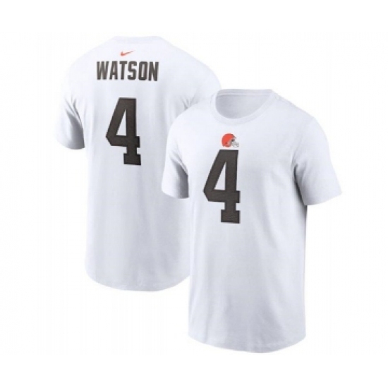 Men's Cleveland Browns #4 Deshaun Watson 2022 White Name & Number T-Shirt - Ujersey