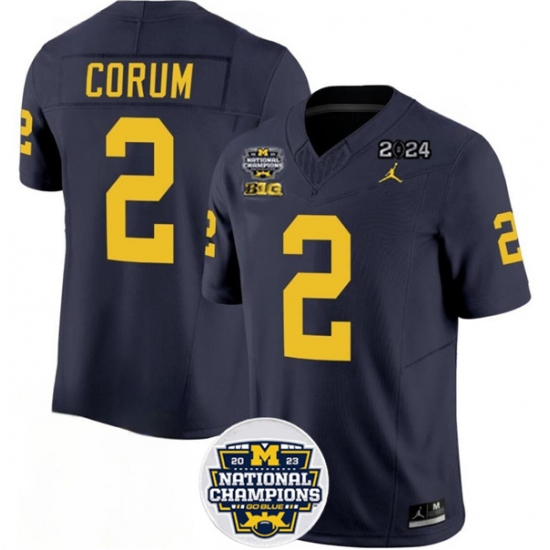 Men's Michigan Wolverines #2 Blake Corum 2024 F.U.S.E. Navy National Championship Stitched Jersey - Ujersey