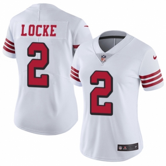 Women's Nike San Francisco 49ers #2 Jeff Locke Limited White Rush Vapor Untouchable NFL Jersey - Ujersey