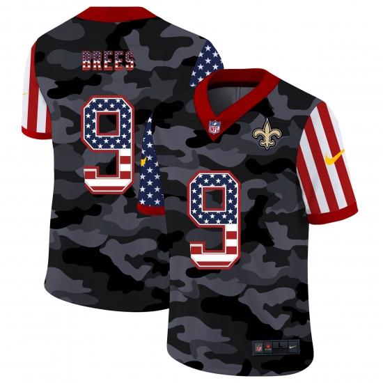 Men's New Orleans Saints #9 Drew Brees Camo Flag Nike Limited Jersey - Ujersey