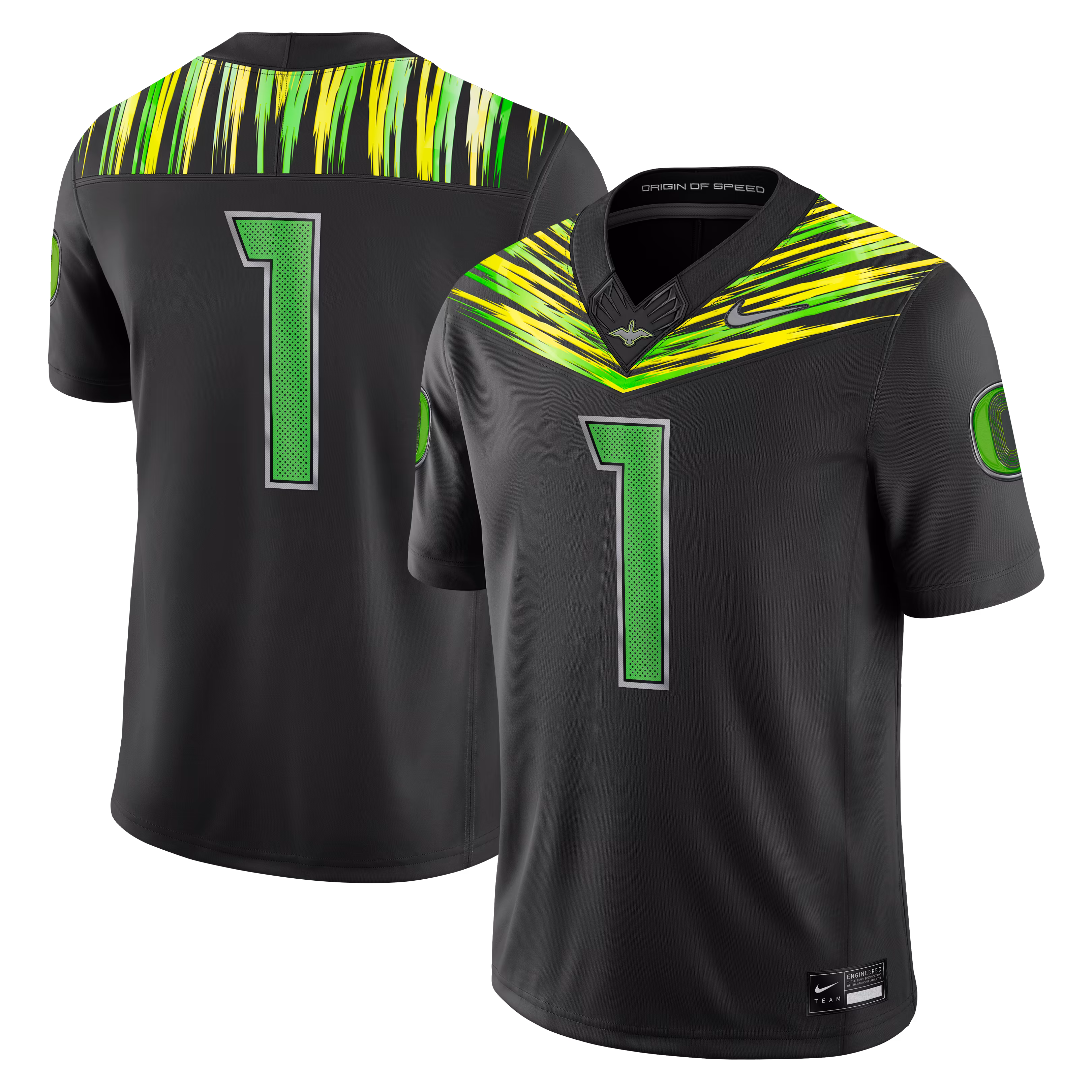 Men's Nike #1 Black Oregon Ducks Origin of Speed Vapor F.U.S.E. Stitched Limited Jersey - Ujersey