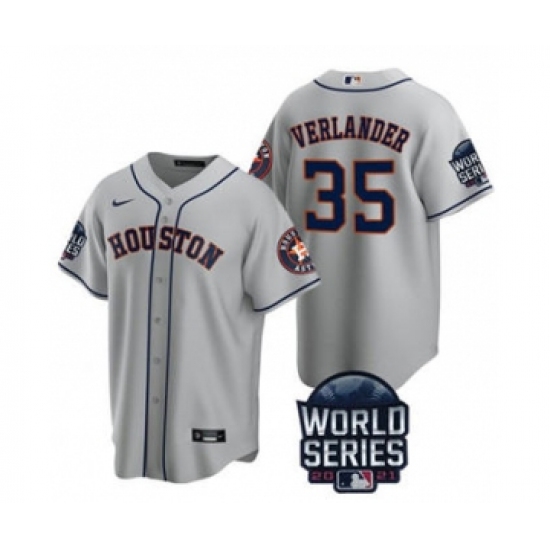 Men's Houston Astros #35 Justin Verlander 2021 Gray World Series Cool Base Stitched Baseball Jersey - Ujersey