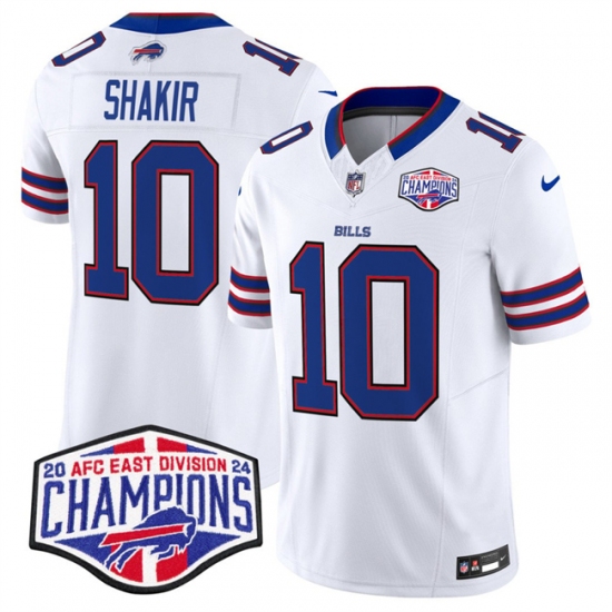 Men's Buffalo Bills #10 Khalil Shakir White F.U.S.E. 2024 AFC East Division Champions Vapor Limited Stitched Football Jersey - Ujersey