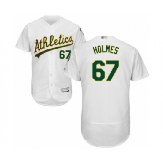 Men's Oakland Athletics #67 Grant Holmes White Home Flex Base Authentic Collection Baseball Player Jersey - Ujersey