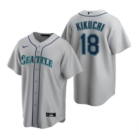 Men's Nike Seattle Mariners #18 Yusei Kikuchi Gray Road Stitched Baseball Jersey - Ujersey
