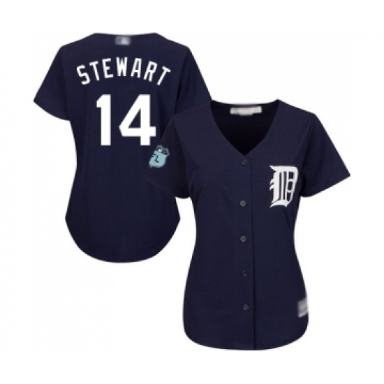 Women's Detroit Tigers #14 Christin Stewart Replica Navy Blue Alternate Cool Base Baseball Jersey - Ujersey