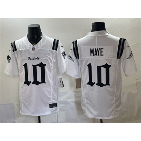 Men's New England Patriots #10 Drake Maye White F.U.S.E. Gothic Revolution Edition Football Stitched Jersey - Ujersey
