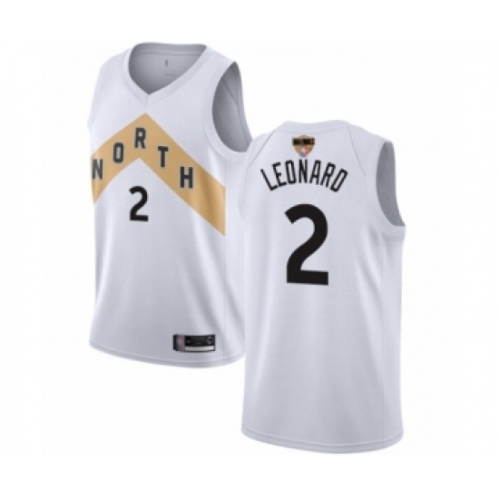 Men's Toronto Raptors #2 Kawhi Leonard Swingman White 2019 Basketball Finals Bound Jersey - City Edition - Ujersey