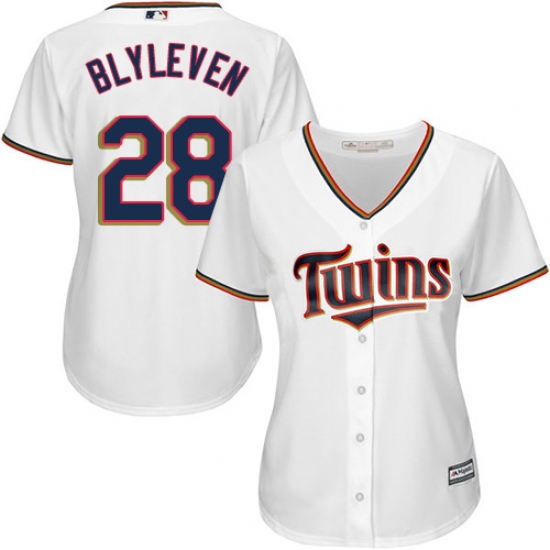 Women's Majestic Minnesota Twins #28 Bert Blyleven Replica White Home Cool Base MLB Jersey - Ujersey