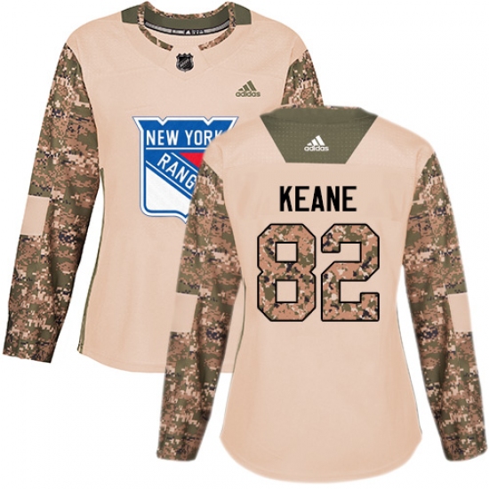 Women's Adidas New York Rangers #82 Joey Keane Authentic Camo Veterans Day Practice NHL Jersey - Ujersey