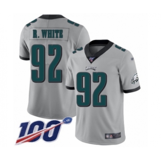 Men's Philadelphia Eagles #92 Reggie White Limited Silver Inverted Legend 100th Season Football Jersey - Ujersey