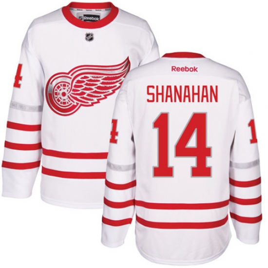 Men's Reebok Detroit Red Wings #14 Brendan Shanahan Authentic White 2017 Centennial Classic NHL Jersey