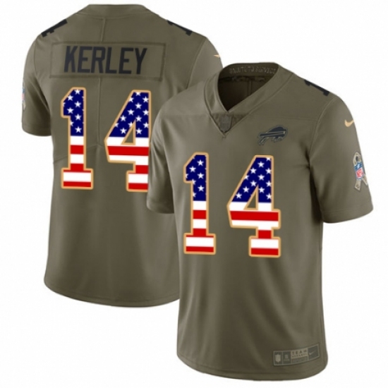 Men's Nike Buffalo Bills #14 Jeremy Kerley Limited Olive/USA Flag 2017 Salute to Service NFL Jersey - Ujersey