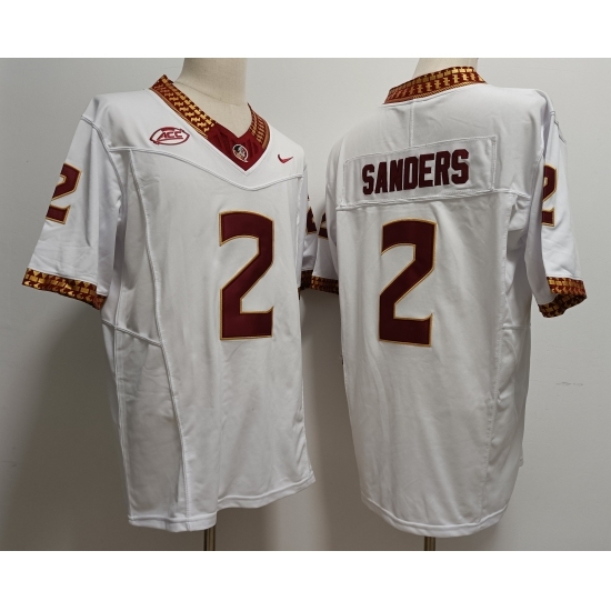 Men's Florida State Seminoles #2 Deion Sanders White 2023 F U S E Stitched Limited NCAA Jersey - Ujersey