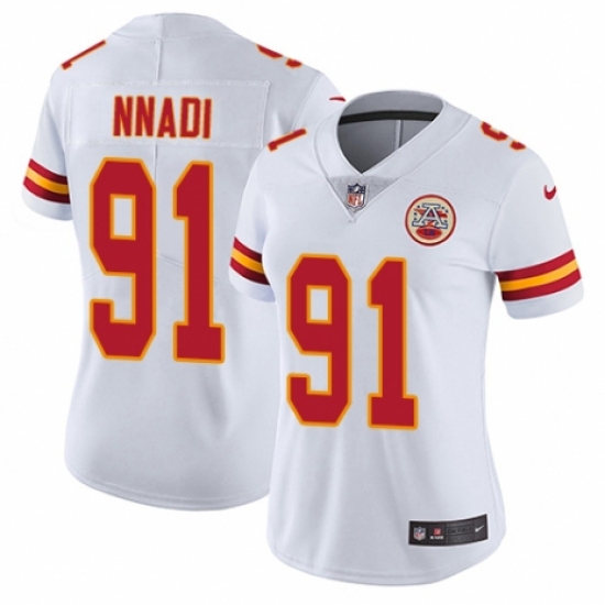 Women's Nike Kansas City Chiefs #91 Derrick Nnadi White Vapor Untouchable Elite Player NFL Jersey - Ujersey
