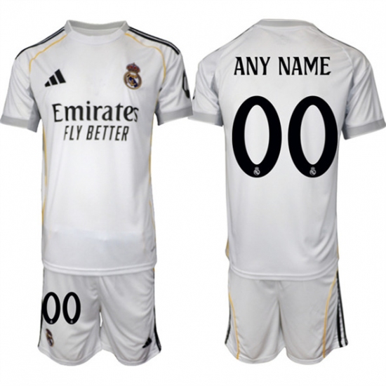 Men's Real Madrid Custom 25-26 White Home Soccer Jersey Suit
