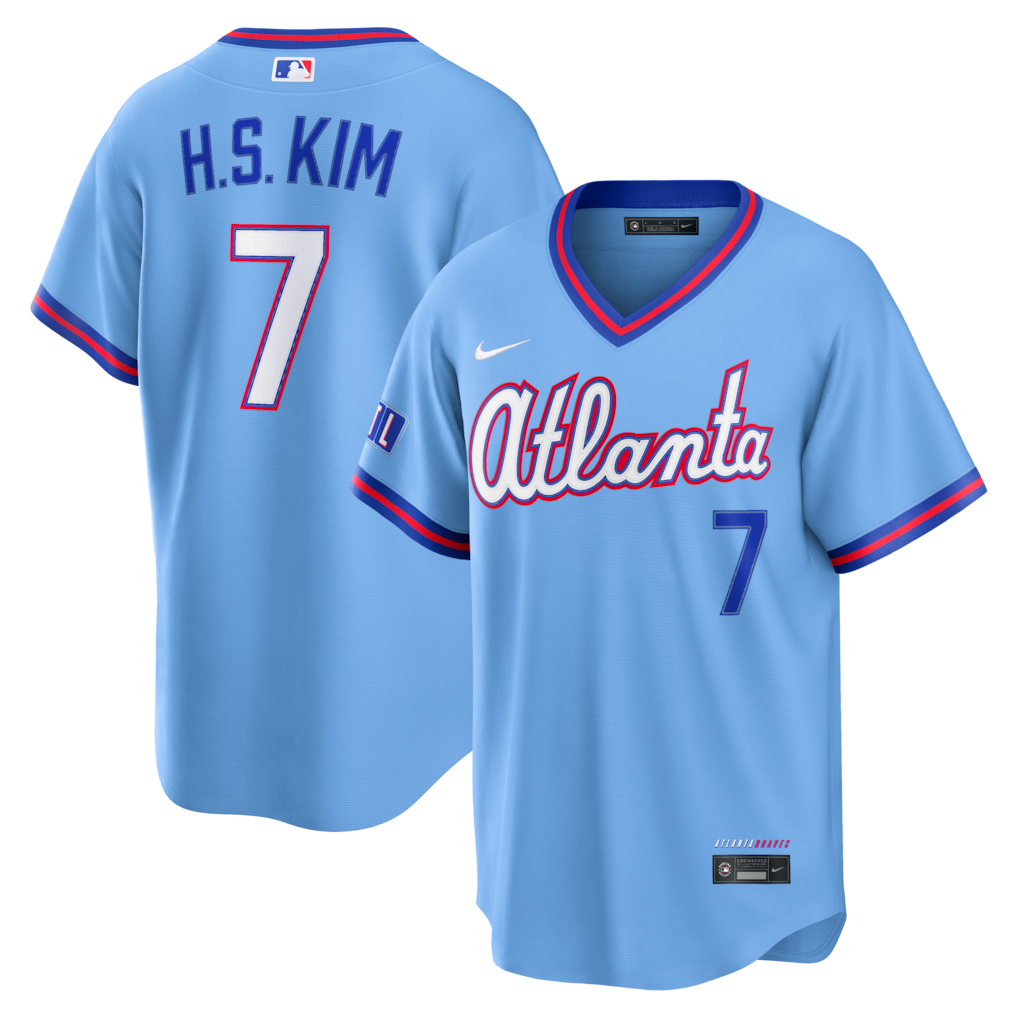 Men's Atlanta Braves Ha-Seong Kim Nike Powder Blue 2026 City Connect Stadium Jersey - Ujersey Shop