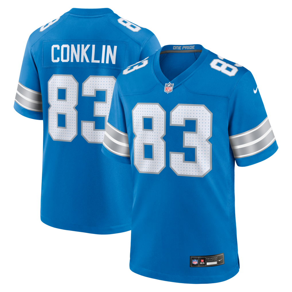 Men's Detroit Lions Tyler Conklin Nike Blue Team Game Jersey - U-jersey