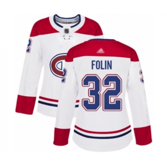 Women's Montreal Canadiens #32 Christian Folin Authentic White Away Hockey Jersey - Ujersey