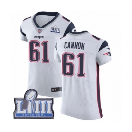 Men's Nike New England Patriots #61 Marcus Cannon White Vapor Untouchable Elite Player Super Bowl LIII Bound NFL Jersey - Ujersey