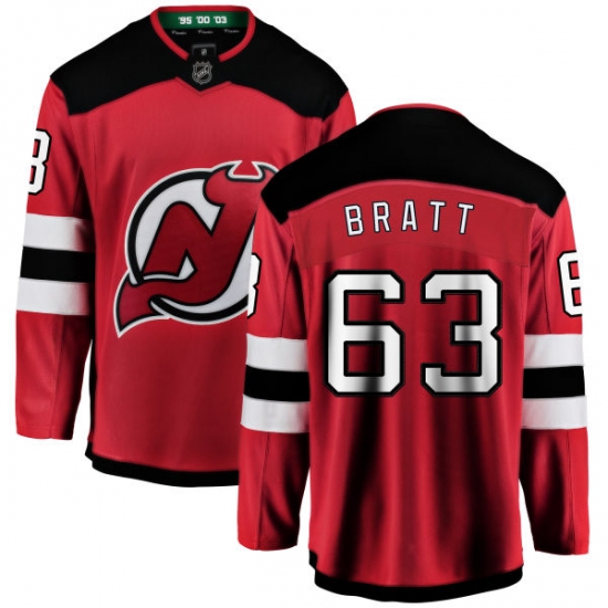 Men's New Jersey Devils #63 Jesper Bratt Fanatics Branded Red Home Breakaway NHL Jersey - Ujersey