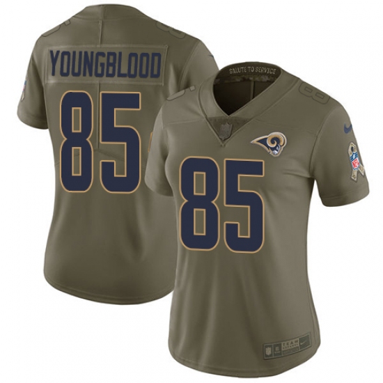 Women's Nike Los Angeles Rams #85 Jack Youngblood Limited Olive 2017 Salute to Service NFL Jersey - Ujersey