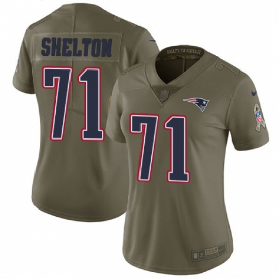 Women's Nike New England Patriots #71 Danny Shelton Limited Olive 2017 Salute to Service NFL Jersey - Ujersey
