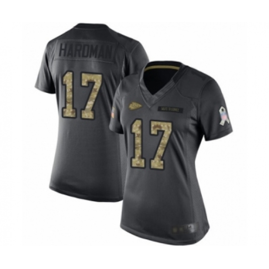 Women's Kansas City Chiefs #17 Mecole Hardman Limited Black 2016 Salute to Service Football Jersey - Ujersey