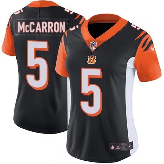 Women's Nike Cincinnati Bengals #5 AJ McCarron Vapor Untouchable Limited Black Team Color NFL Jersey - Ujersey